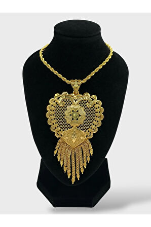 Çelik 22 Ayar Altın Kaplama Hint Kolye