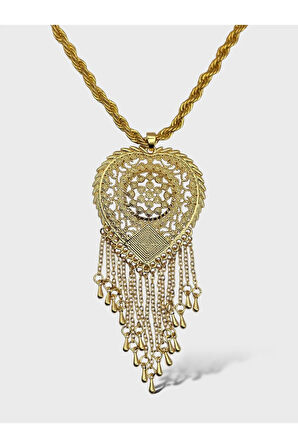 Çelik 22 Ayar Altın Kaplama Hint Kolye