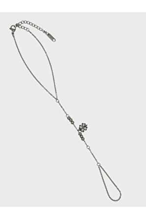 Çelik Dorikalı Yoncalı Şahmeran Bileklik (Gümüş)