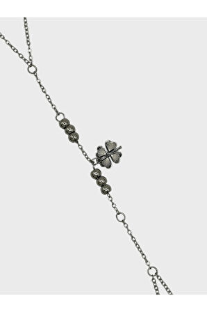 Çelik Dorikalı Yoncalı Şahmeran Bileklik (Gümüş)