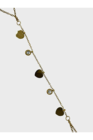 Çelik Zirkon Taşlı Kalpli Şahmeran Bileklik