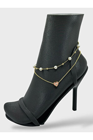 Çelik İncili Kalpli Dorikalı Halhal