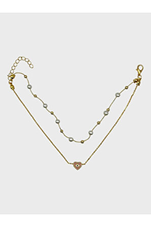 Çelik İncili Kalpli Dorikalı Halhal