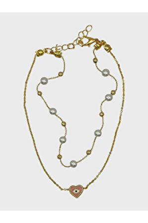 Çelik İncili Kalpli Dorikalı Halhal