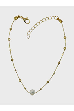 Çelik Zirkon Taşlı Damla Dorikalı Halhal