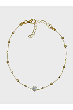 Çelik Zirkon Taşlı Damla Dorikalı Halhal