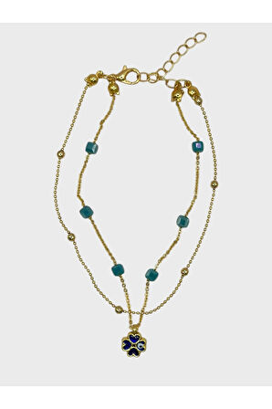 Çelik Nazar Boncuklu Yoncalı Dorikalı Halhal