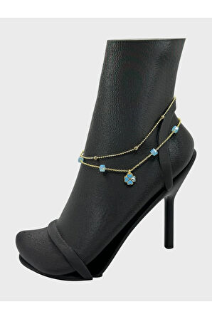 Çelik Nazar Boncuklu Yoncalı Dorikalı Halhal