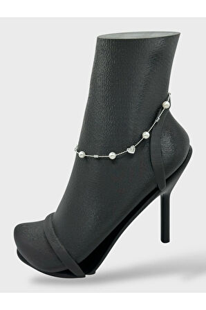 Çelik İncili Kalpli Halhal