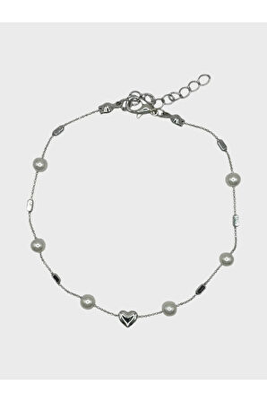 Çelik İncili Kalpli Halhal