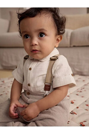 Pamuklu Müslin Kısa Kollu Smart Gömlek Pantolon Askı 3'lü Set