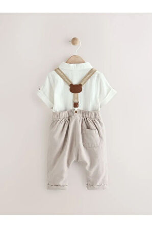 Pamuklu Müslin Kısa Kollu Smart Gömlek Pantolon Askı 3'lü Set