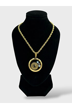 Çelik Çeyrek Altın Takılabilir Nazar Boncuklu Kolye