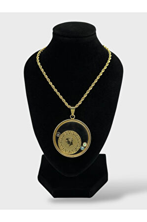 Çelik Yarım Altın Takılabilir Nazar Boncuklu Kolye