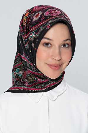 Armine Nostalji Serisi İpek Twill Eşarp Nakış Desen 7866DS-09