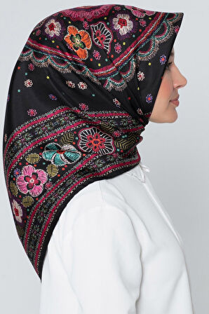 Armine Nostalji Serisi İpek Twill Eşarp Nakış Desen 7866DS-09