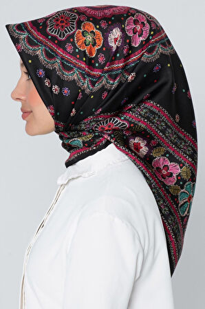 Armine Nostalji Serisi İpek Twill Eşarp Nakış Desen 7866DS-09