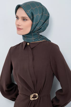 Armine Nostalji Petrol Mavisi Sura İpek Eşarp 9538DS
