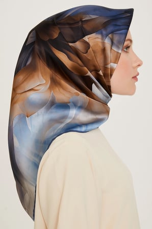 Armine Nostalji Batik Desenli Twill İpek Eşarp 9244D