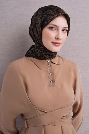 Armine Etnik Desenli Sura İpek Eşarp 9640DS