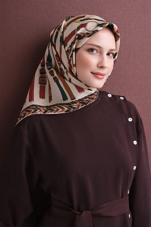 Armine Karma Desenli Jakarlı Sura İpek Eşarp 9607DS