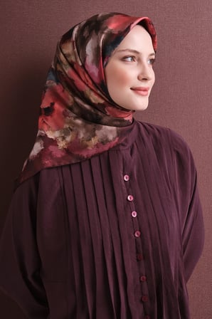 Armine Çiçek Desenli Sura İpek Eşarp 9613DS