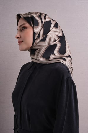 Armine Geometrik Desenli Sura İpek Eşarp 9614DS