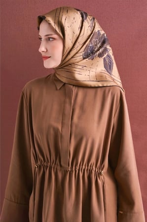 Armine Çiçek Desenli Sura İpek Eşarp 9617DS