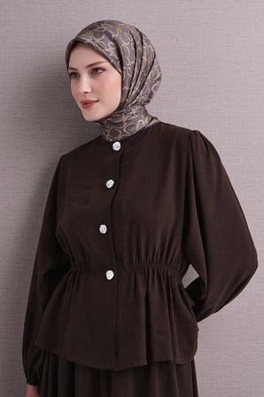 Armine Geometrik Desenli Sura İpek Eşarp 9638DS