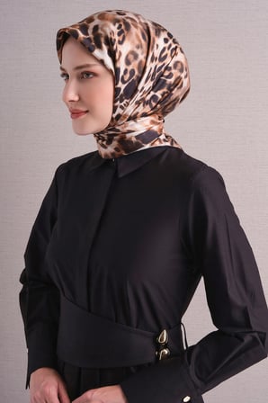 Armine Leopar Desenli Sura İpek Eşarp 9641DS