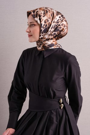 Armine Leopar Desenli Sura İpek Eşarp 9641DS