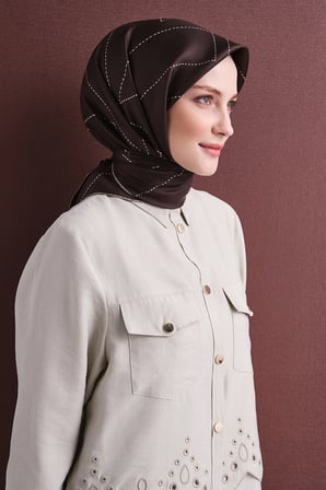 Armine Sade Desenli Sura İpek Eşarp 9642DS