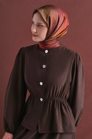 Armine Monogram Desenli Jakarlı Sura İpek Eşarp 9647DS