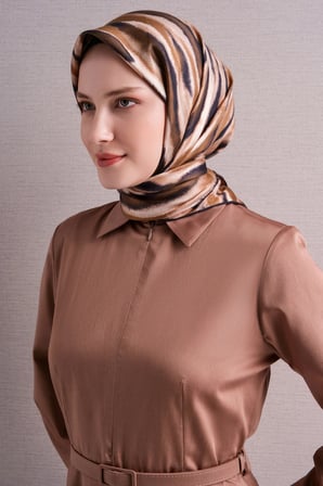 Armine Zebra Desenli %100 Sura İpek Eşarp 9629DS