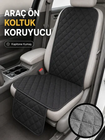 Beylini 2 Adet Oto Ön Koltuk Minderi Koltuk Kılıfı Cepli Lastikli Su Geçirmez Yıkanabilir Kapitone Kumaş Terletmez Universal Çocuk Kedi Köpek Kir Önleyici Kaymaz Set