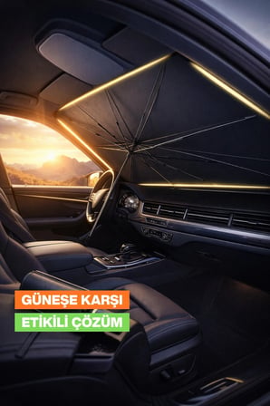 Katlanabilir Araç Şemsiyesi - Güneşliği - Deri Kılıf Hediyeli