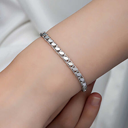 925 Ayar Gümüş Pullu Zincir Kadın Bileklik