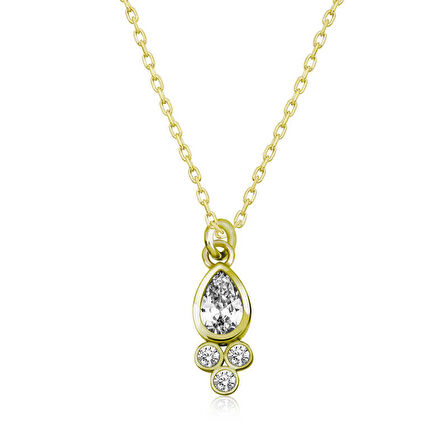 925 Ayar Gümüş Çiğ Damlası Tektaş Kadın Gümüş Kolye