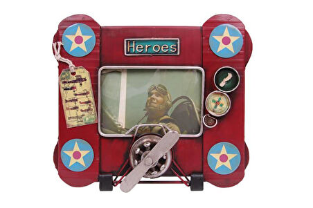 Dekoratif Metal Çerçeve Uçak Temalı Vintage Hediyelik