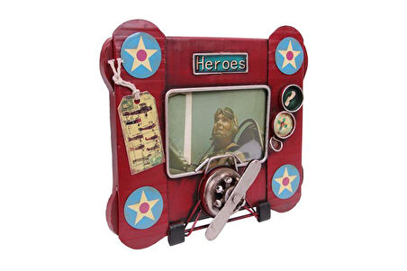 Dekoratif Metal Çerçeve Uçak Temalı Vintage Hediyelik