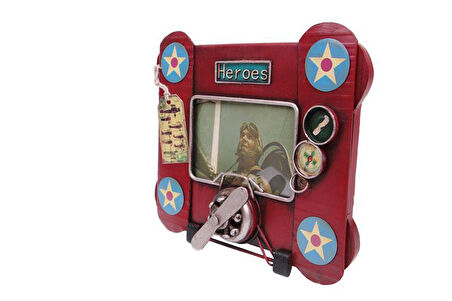 Dekoratif Metal Çerçeve Uçak Temalı Vintage Hediyelik