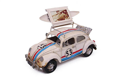 Dekoratif Metal Araba Çerçeveli ve Kumbaralı Hediyelik