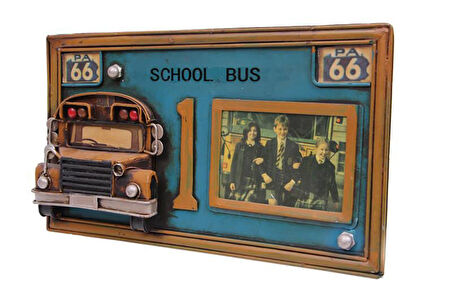 Dekoratif Metal Çerçeve Okul Otobüsü Dekorlu Hediyelik