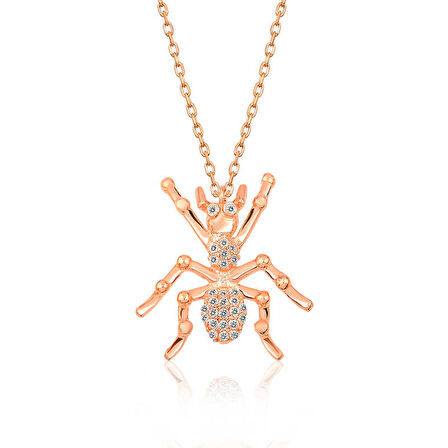 925 Ayar Gümüş Rose Örümcek Kadın Gümüş Kolye