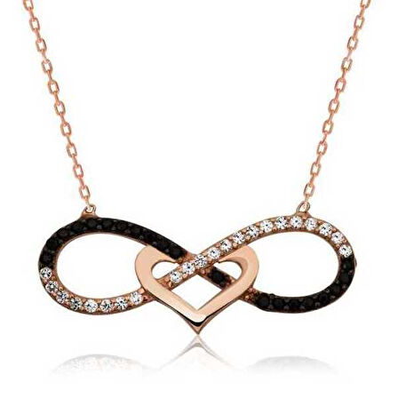 925 Ayar Gümüş Kalpli Sonsuzluk Kadın Gümüş Kolye