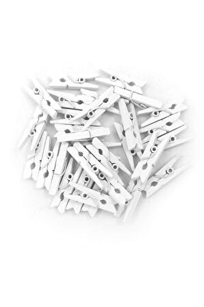 Fotoğraf Albüm 100'lü Beyaz Ahşap Mandal 2.5cm (10'lu Paket-1000 Adet)