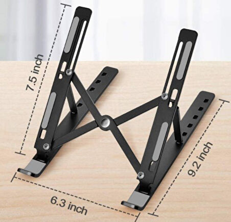 7 Kademeli Ayarlı Katlanabilir Laptop Tablet Standı Siyah