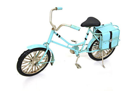 Dekoratif Metal Bisiklet Çantalı Vintage Biblo Ofis Ev Hediyelik