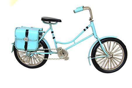 Dekoratif Metal Bisiklet Çantalı Vintage Biblo Ofis Ev Hediyelik