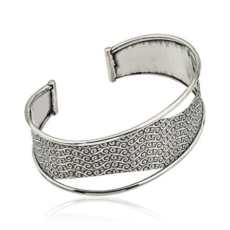 925 Ayar Gümüş Eskitme Desenli Bilezik